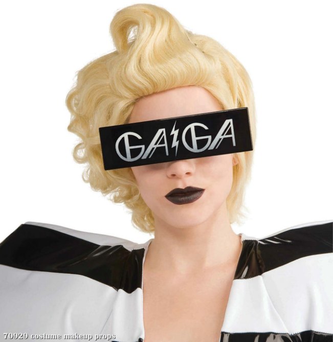 Lady Gaga Printed Black Glasses Adult - Click Image to Close