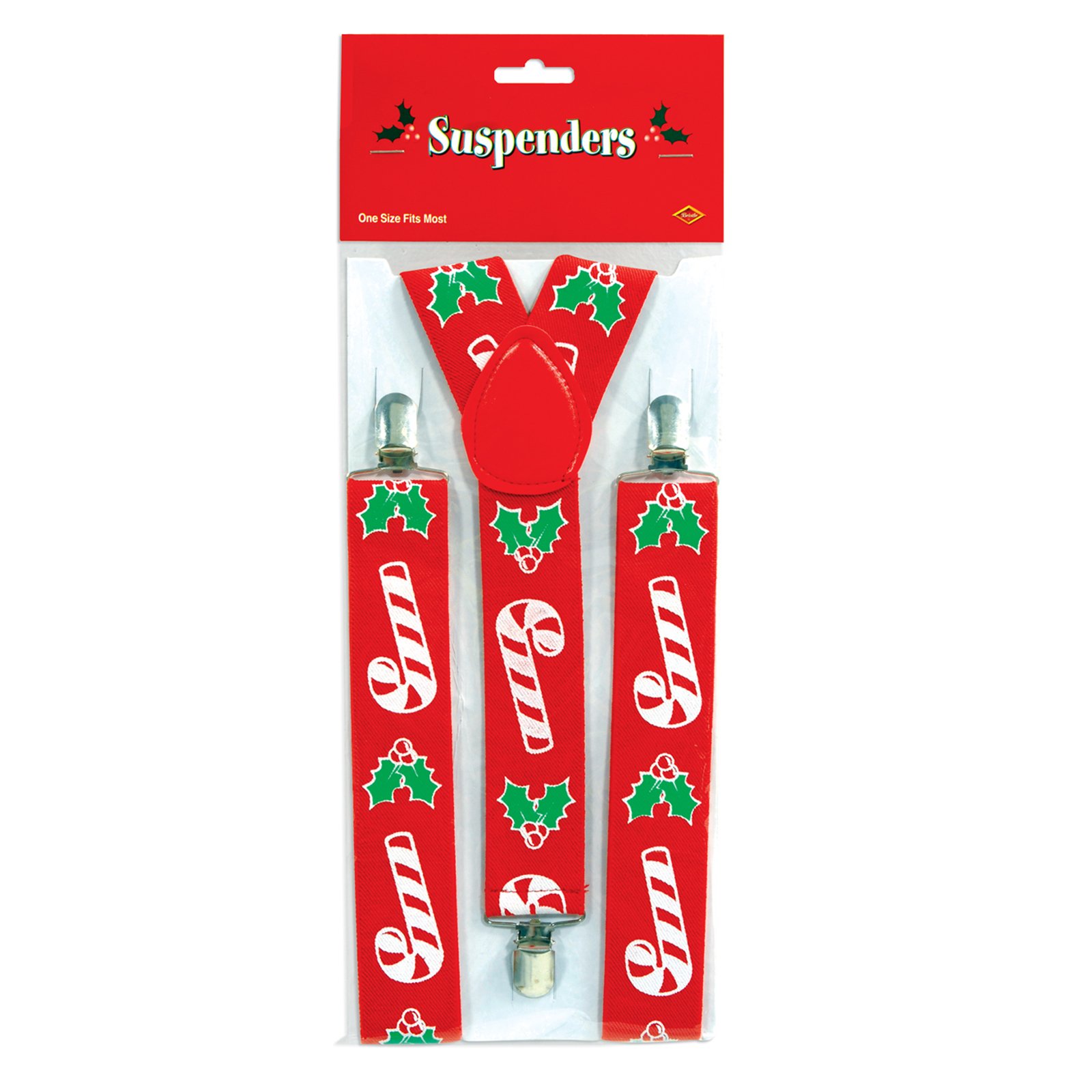 Candy Cane & Holly Suspenders - Click Image to Close