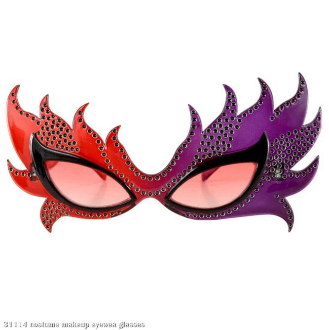 Feather Mask Glasses (Red/Purple)