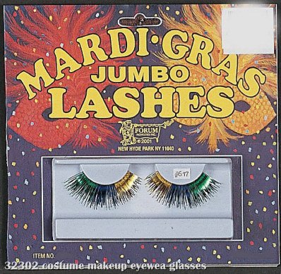 Mardi Gras Tri-Color Eyelashes - Click Image to Close