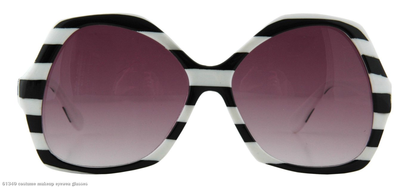 Catty Black and White Striped Adult Sunglasses