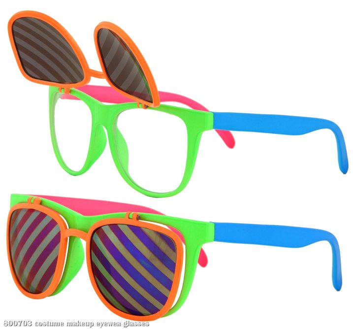 Flip Ups Neon Glasses Adult - Click Image to Close