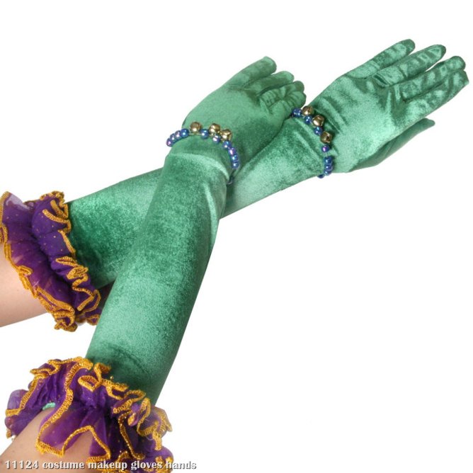 Velvet Mardi Gras Gloves