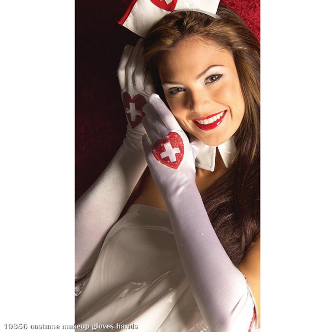 Long Sexy Love Nurse Gloves - Click Image to Close