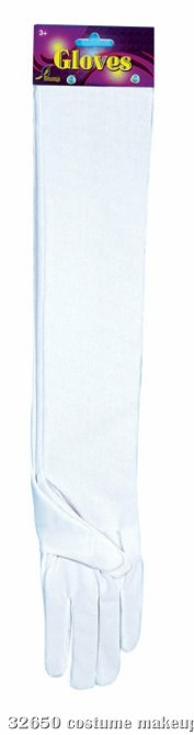 Elbow Length Nylon Gloves (White) - Click Image to Close