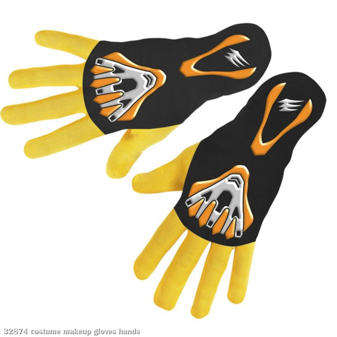 Power Rangers Jungle Fury Yellow Ranger Gloves - Click Image to Close