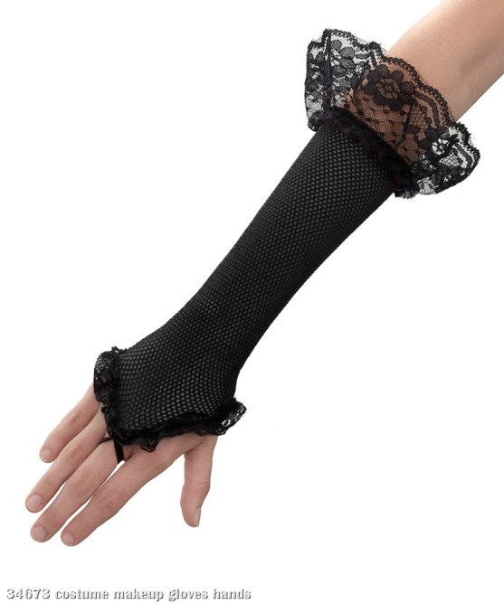 Black Mesh Fingerless Gloves - Click Image to Close