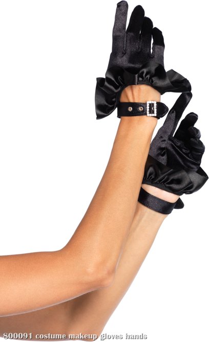 Cropped Satin Ruffle Glove With Faux Rhinestone Buckle (Adult) - Click Image to Close