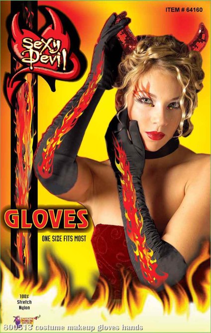 Hot Glam Devil Gloves Adult - Click Image to Close