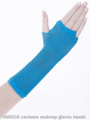 Neon Blue Fingerless Gloves Adult - Click Image to Close