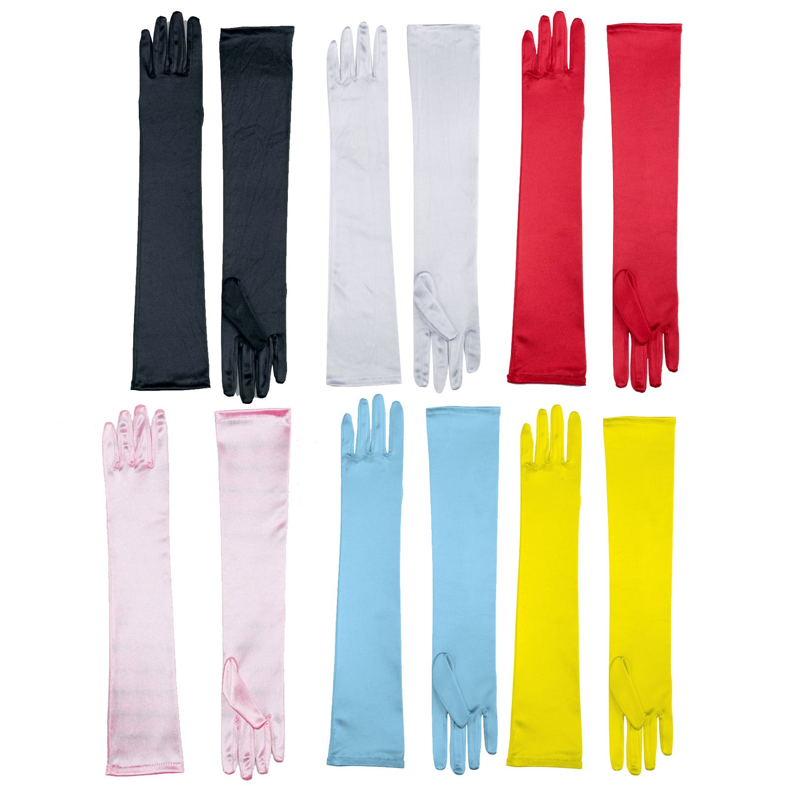 Long Satin Adult Gloves - Click Image to Close