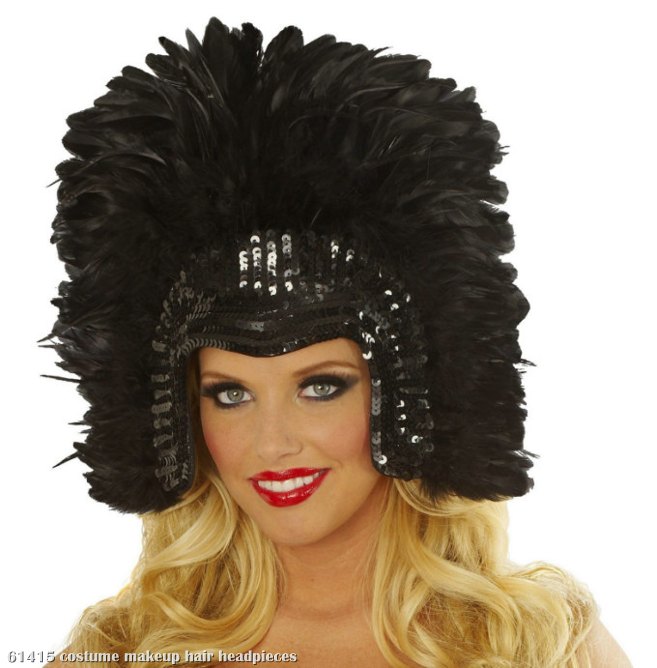 Black Vegas Showgirl Headpiece Adult - Click Image to Close