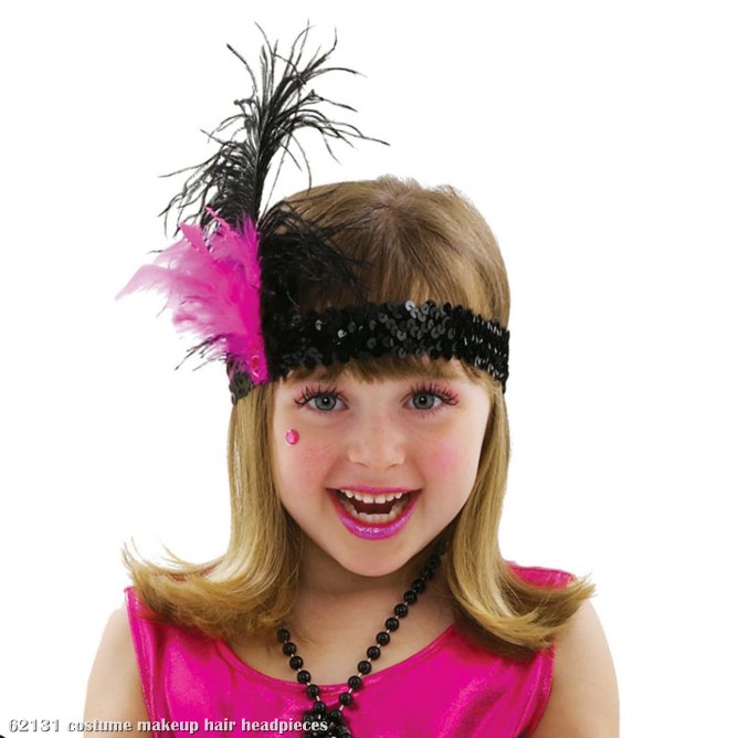 Pink Flapper Child Headband - Click Image to Close