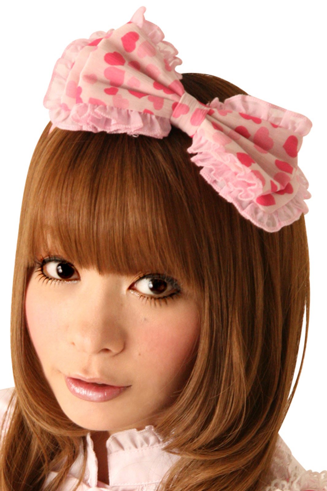 Cream Doll Heart Taffy Hair Bow Headpiece