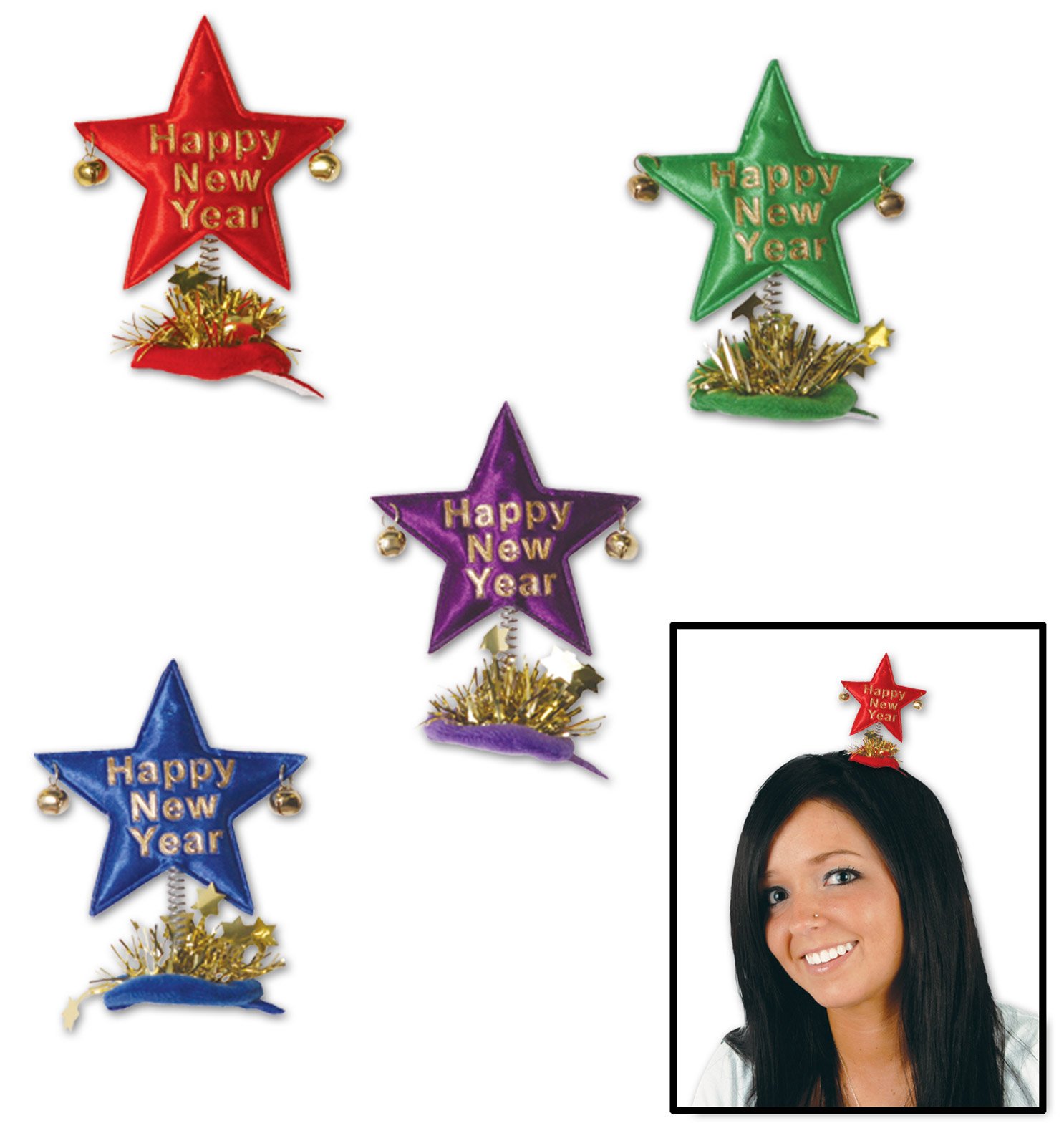 Happy New Year Star Hair Clip - Click Image to Close