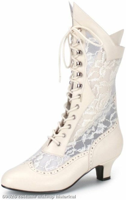 Lace Victorian Tall Boots Adult Ivory - Click Image to Close