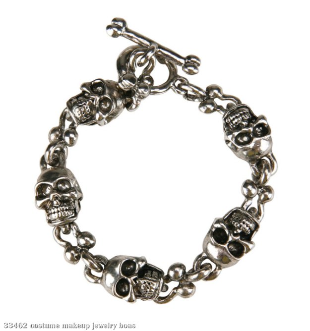 Silver Skull Toggle Bracelet - Click Image to Close