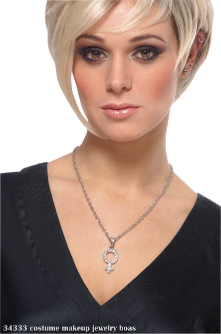 Rhinestone Mod Woman Necklace - Click Image to Close