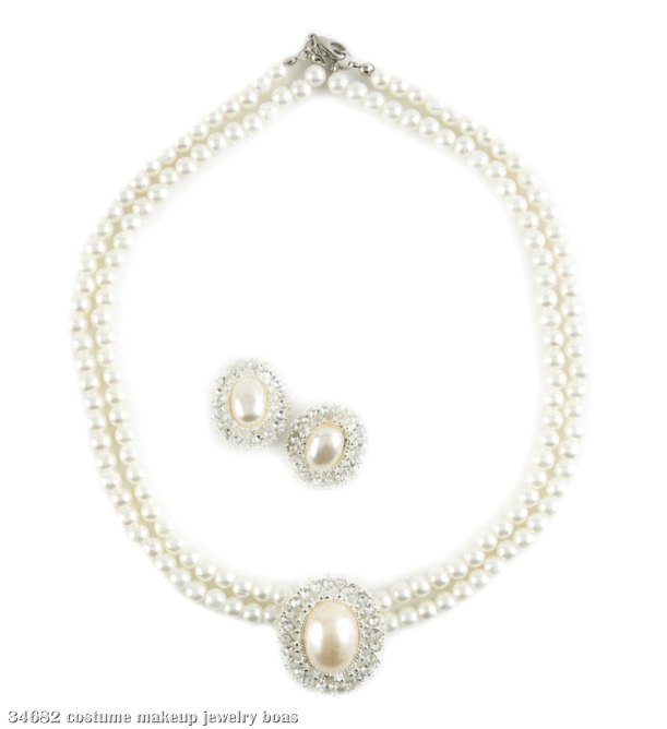 Pearl Necklace and Earring Set - Click Image to Close