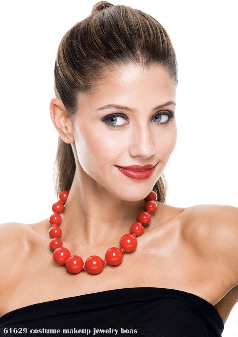 Large Red Bead Necklace - Click Image to Close