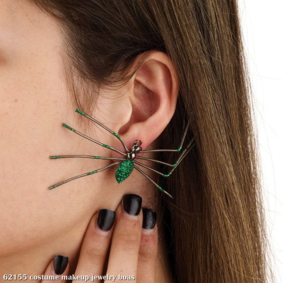 Spider Earrings (Green) - Click Image to Close