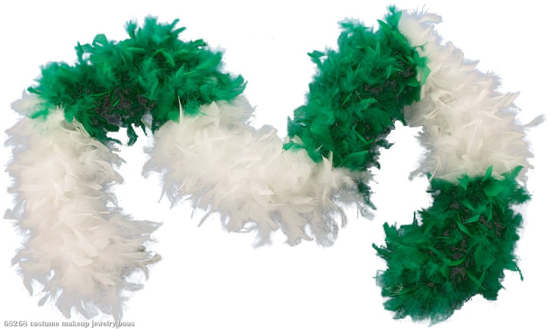 Green & White Turkey Feather Boa Adult - Click Image to Close