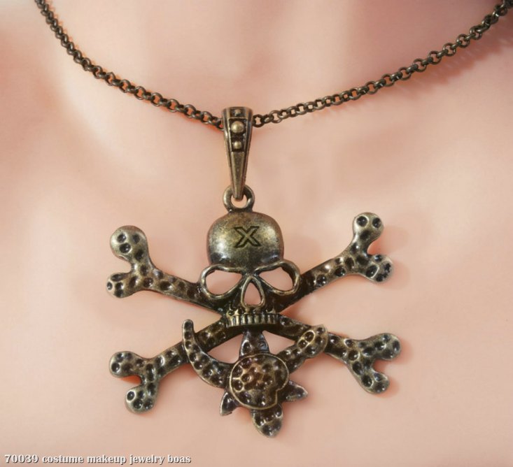 Skull and Crossbones Adult Necklace - Click Image to Close