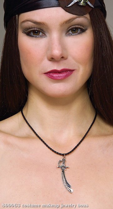 Cord Necklace W/Pewter Pirate Pendant - Click Image to Close