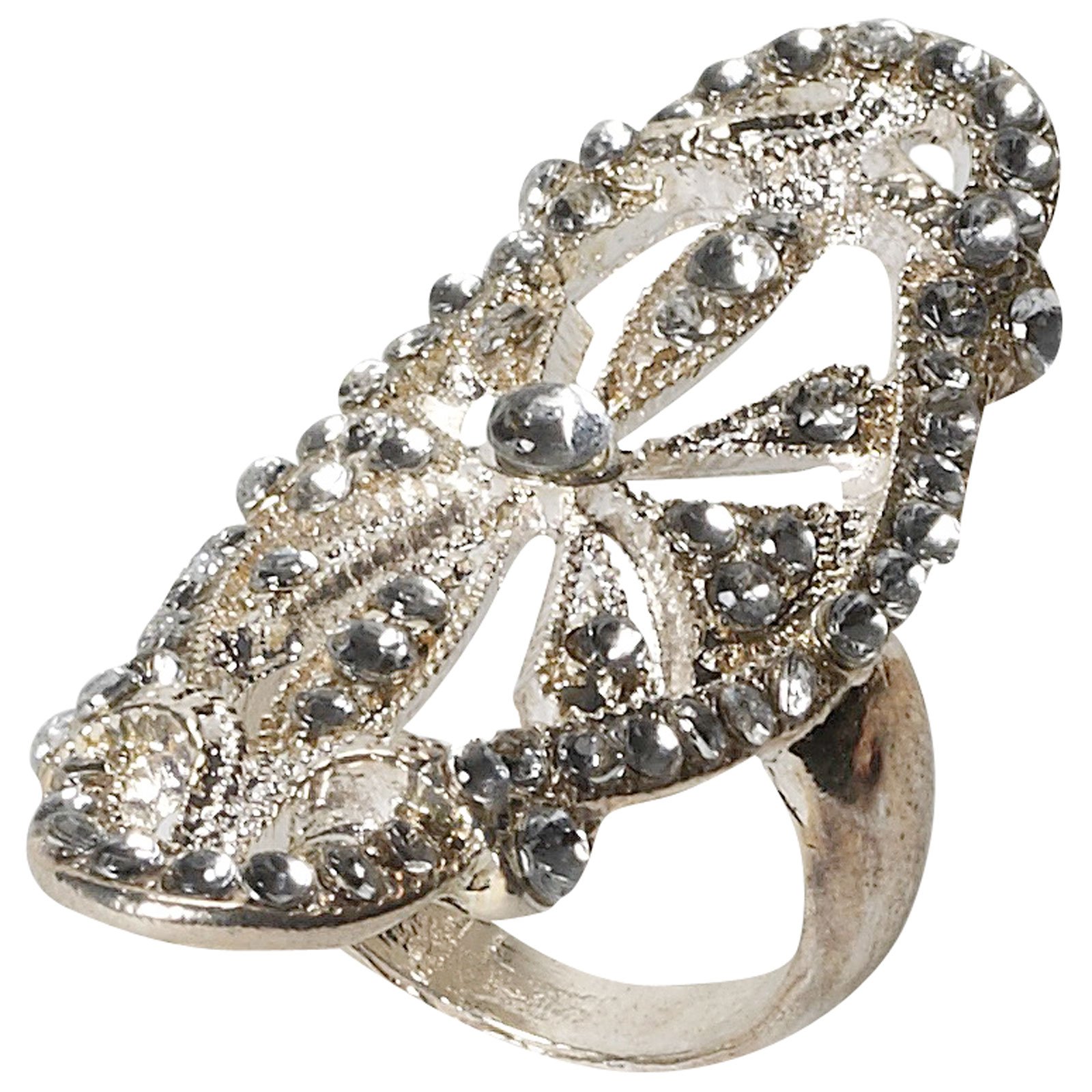 Vintage Hollywood Rhinestone Encrusted Adult Ring - Click Image to Close