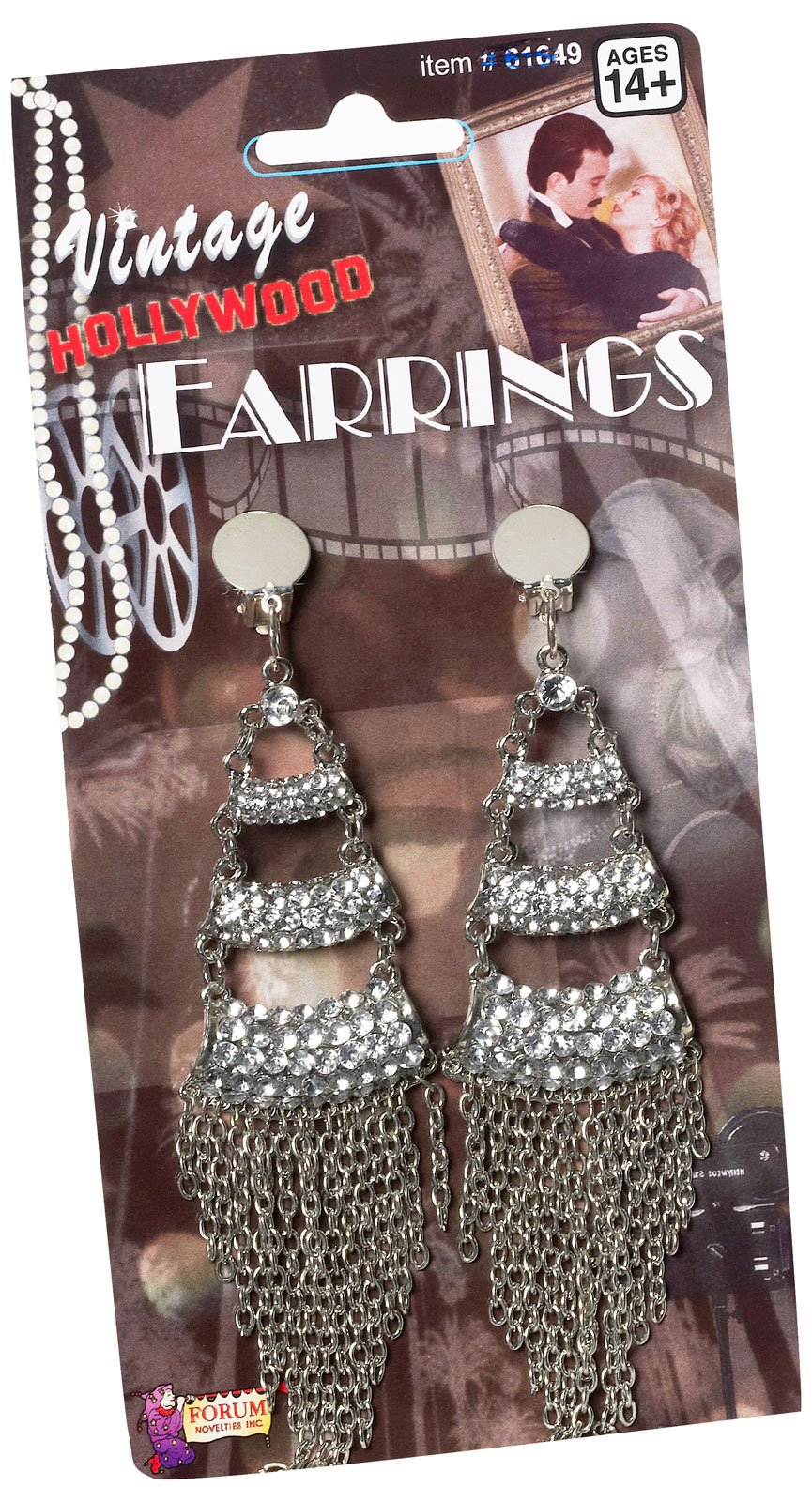 Vintage Hollywood Three Level Rhinestone Adult Earrings - Click Image to Close