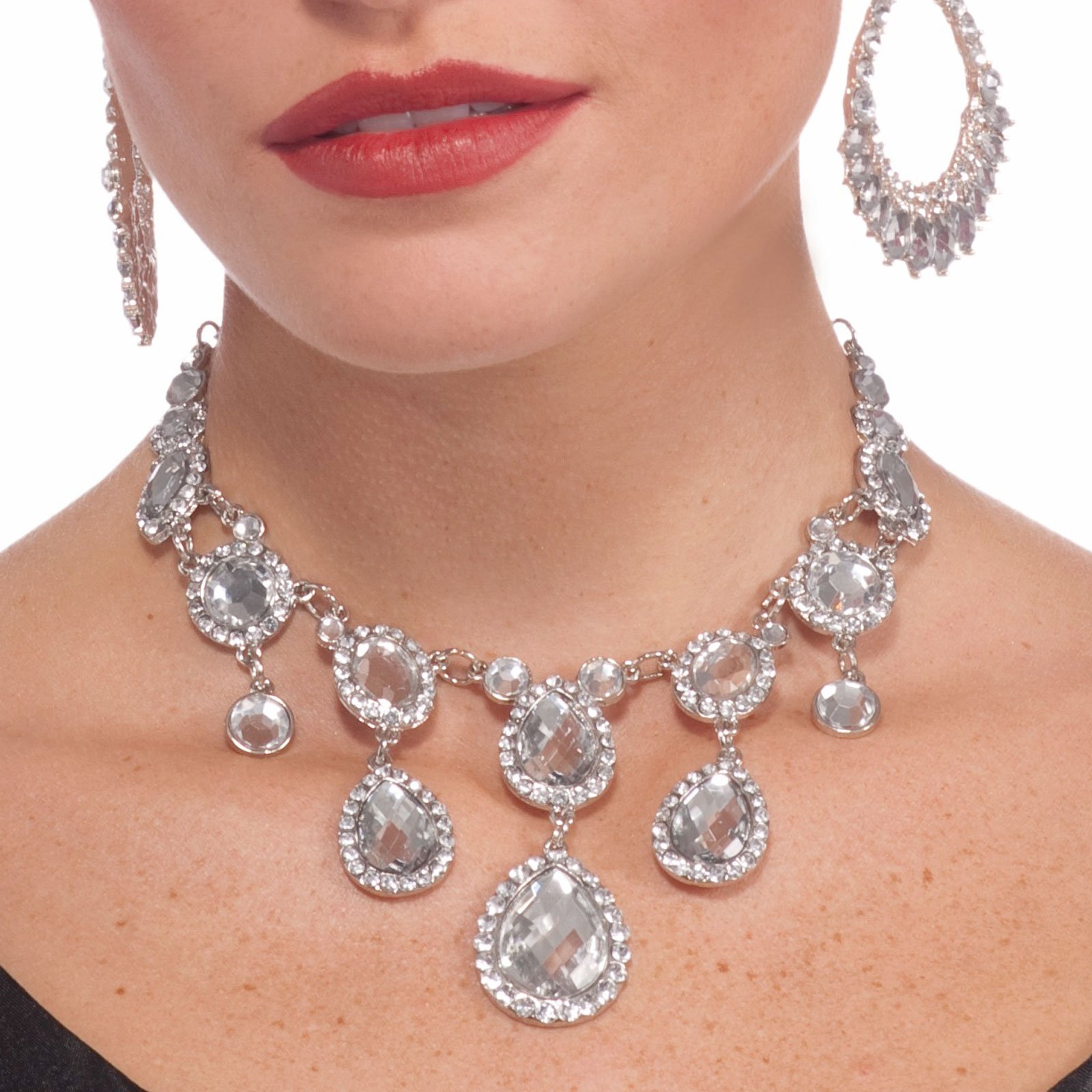 Vintage Hollywood Faux Diamond Adult Necklace - Click Image to Close