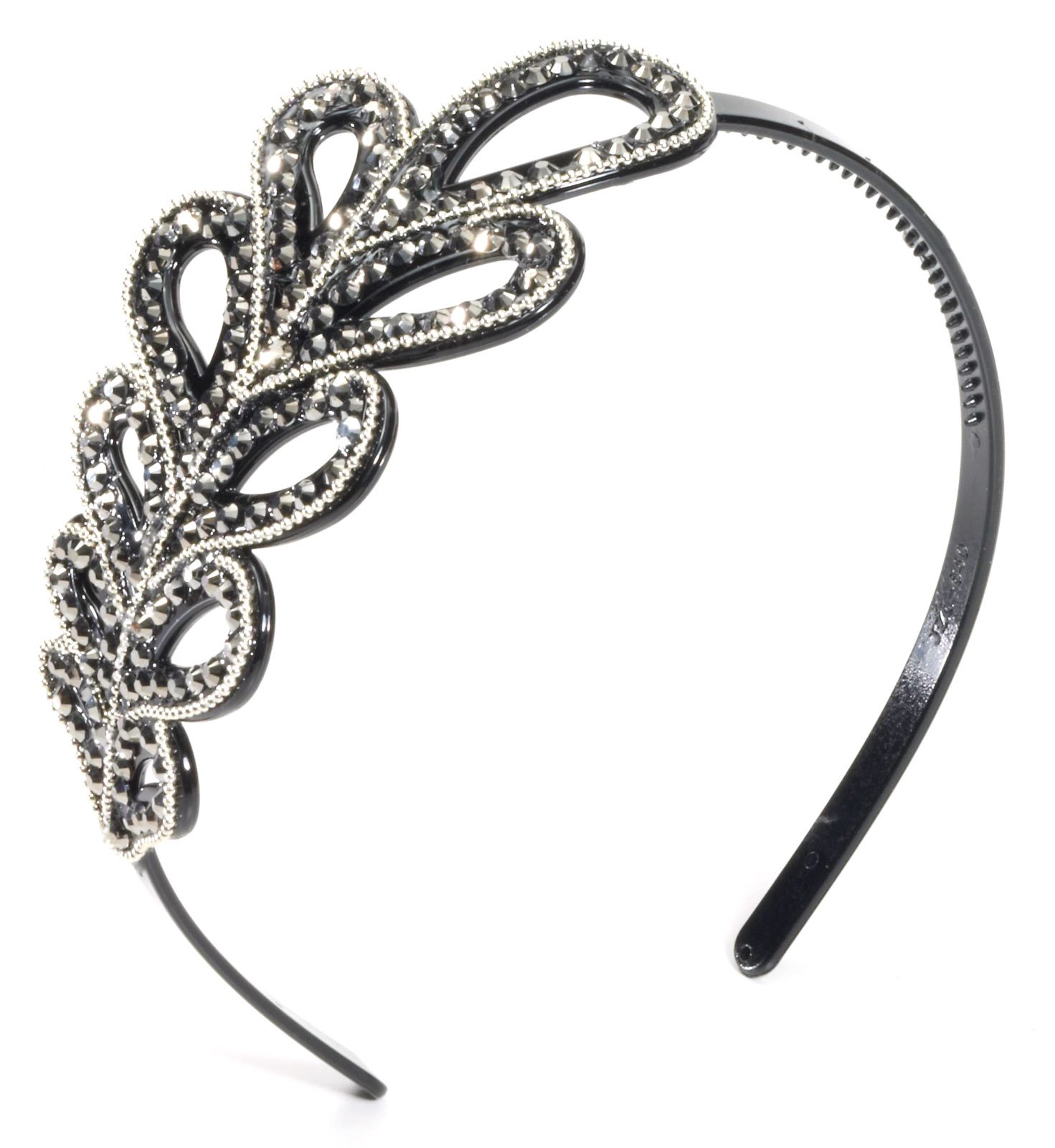 Vintage Hollywood Headband with Leaf Rhinestone Design - Click Image to Close