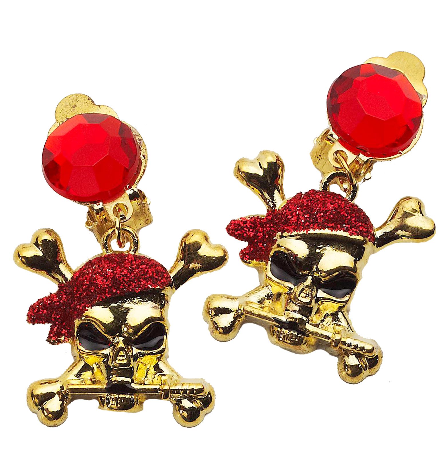 Buccaneer Beauty Red Glitter Adult Earrings - Click Image to Close