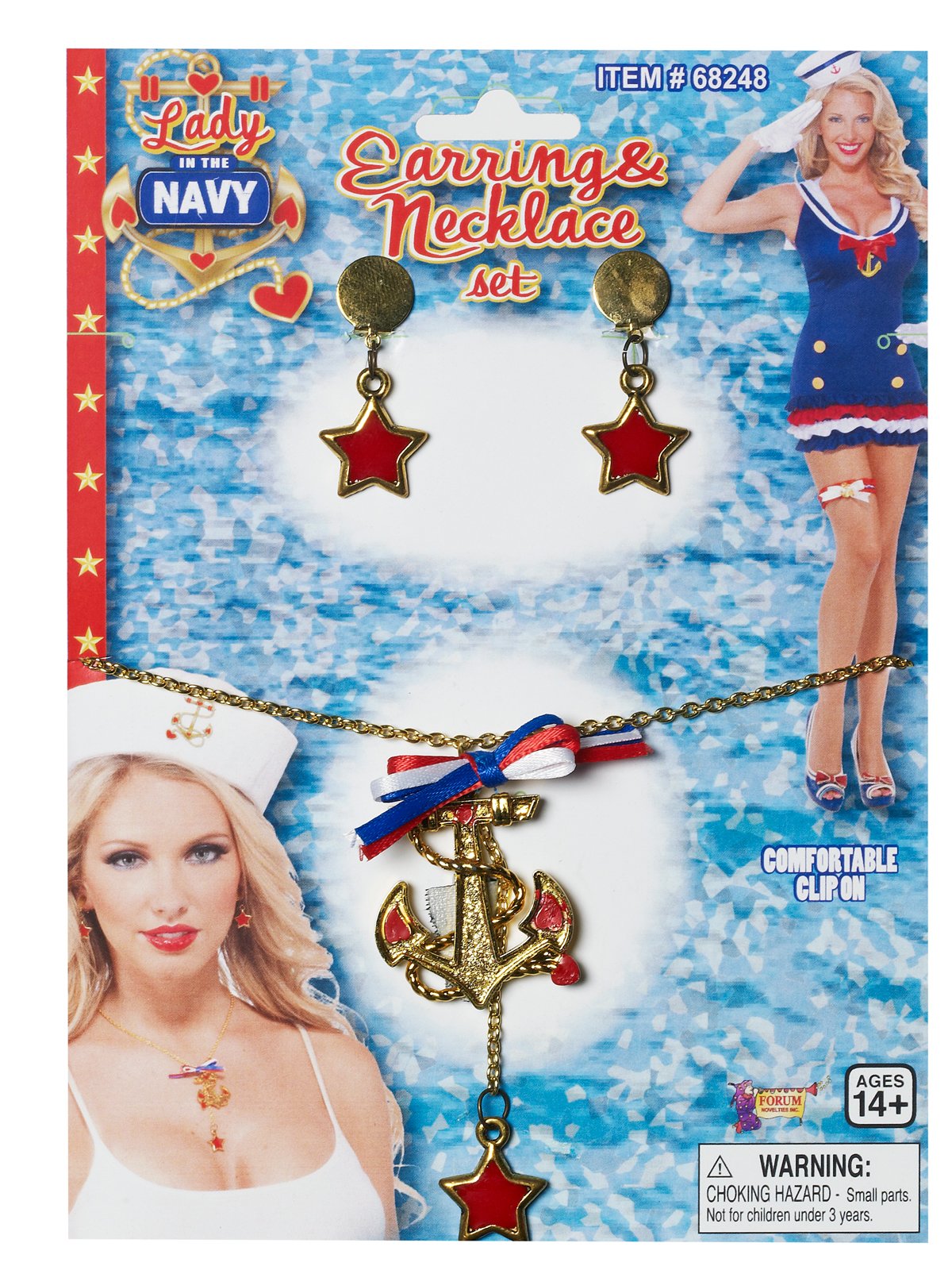 Lady in the Navy Earring and Necklace Adult Jewelry Set - Click Image to Close