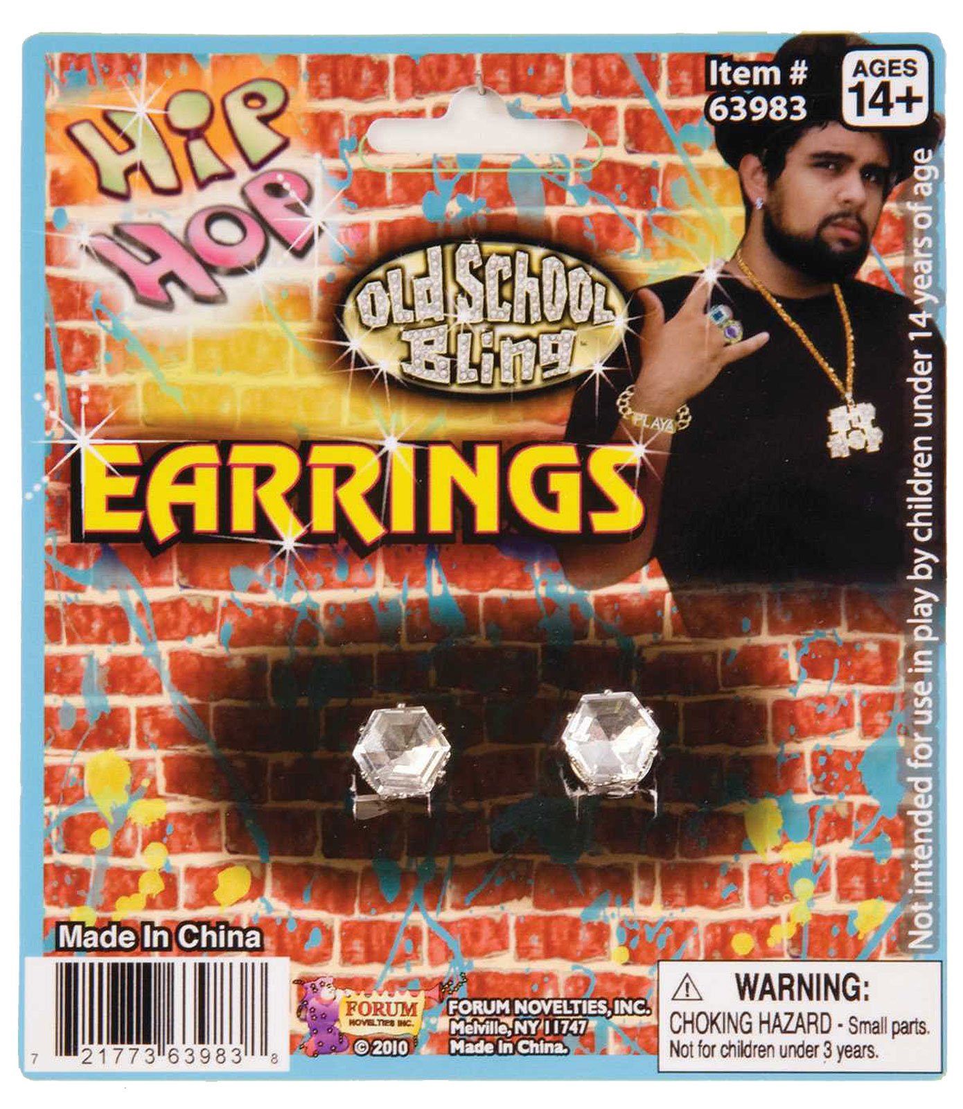 Hip Hop Faux Diamond Stud Earrings - Click Image to Close