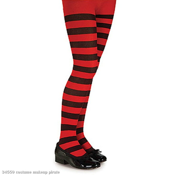 Black and Red Striped Tights - Child - Click Image to Close