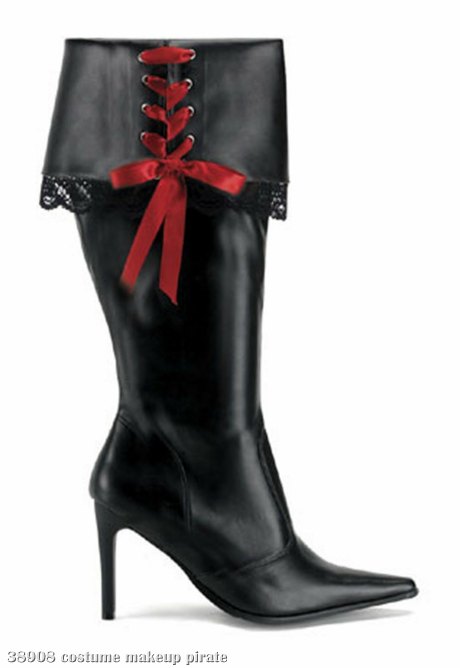 Sexy Pirate (Black) Adult Boots - Wide Width - Click Image to Close