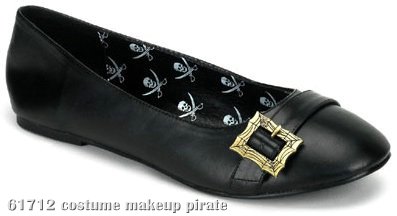 Pirate (Black) Patent Flat Adult Shoes - Click Image to Close