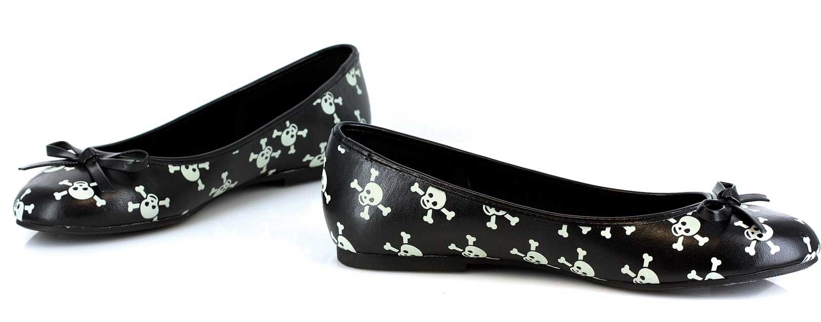 Glow in the Dark Skull Adult Ballet Flats - Click Image to Close