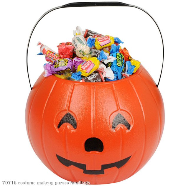 8" Pumpkin Treat Bucket - Click Image to Close