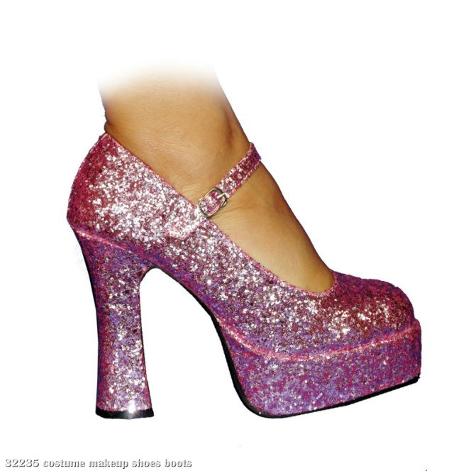 Mary Jane Platform (Pink Glitter) Adult Shoes - Click Image to Close