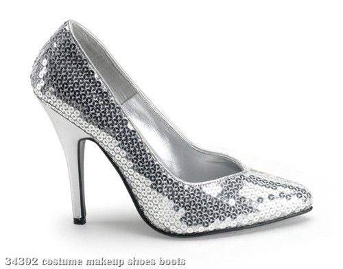 Silver Sequin Adult Shoes - Click Image to Close