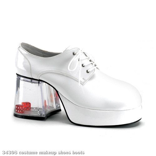 Pimp with Dice Heel (White) Adult Shoes - Click Image to Close