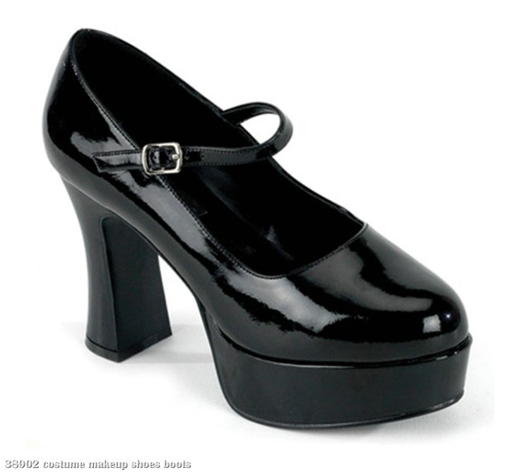 Mary Jane (Black) Platform Adult Shoes - Wide Width