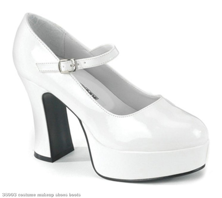 Mary Jane (White) Adult Shoes - Wide Width - Click Image to Close