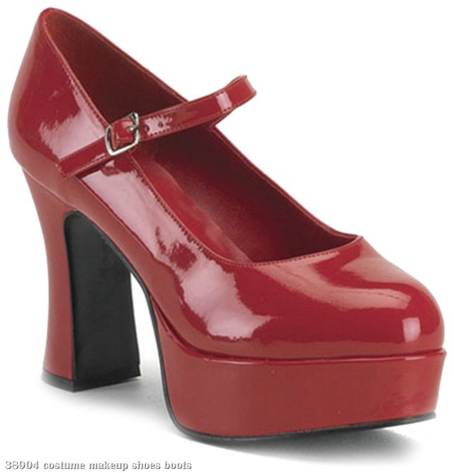Sexy Red Mary Jane Adult Shoes - Wide Width - Click Image to Close
