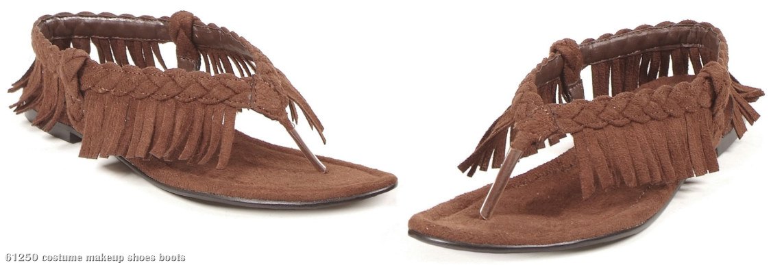 Brown Fringe Flats Adult Shoes - Click Image to Close