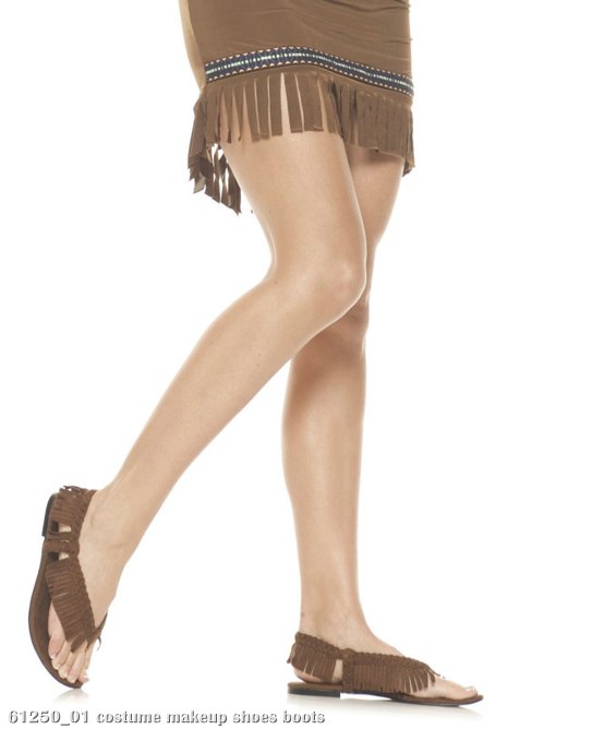 Brown Fringe Flats Adult Shoes - Click Image to Close