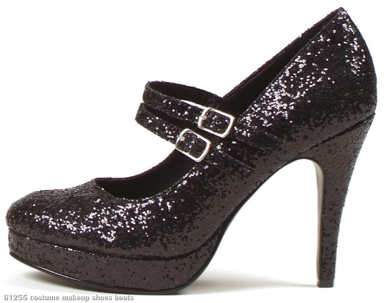 Black Glitter Jane Adult Shoes