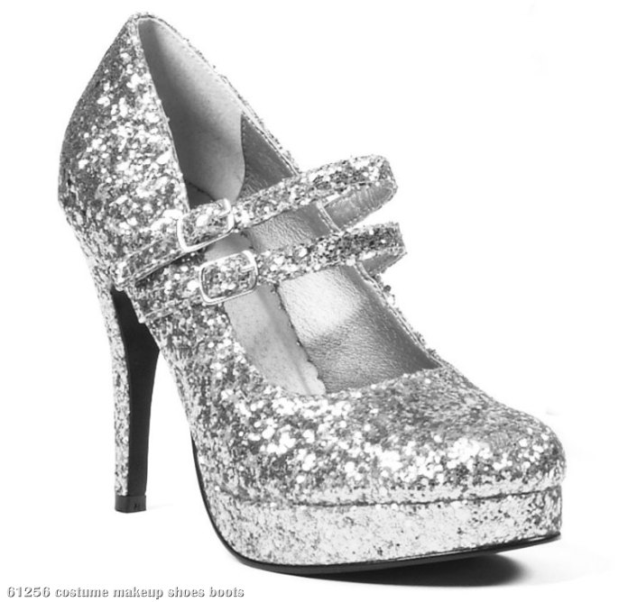 Silver Glitter Jane Adult Shoes